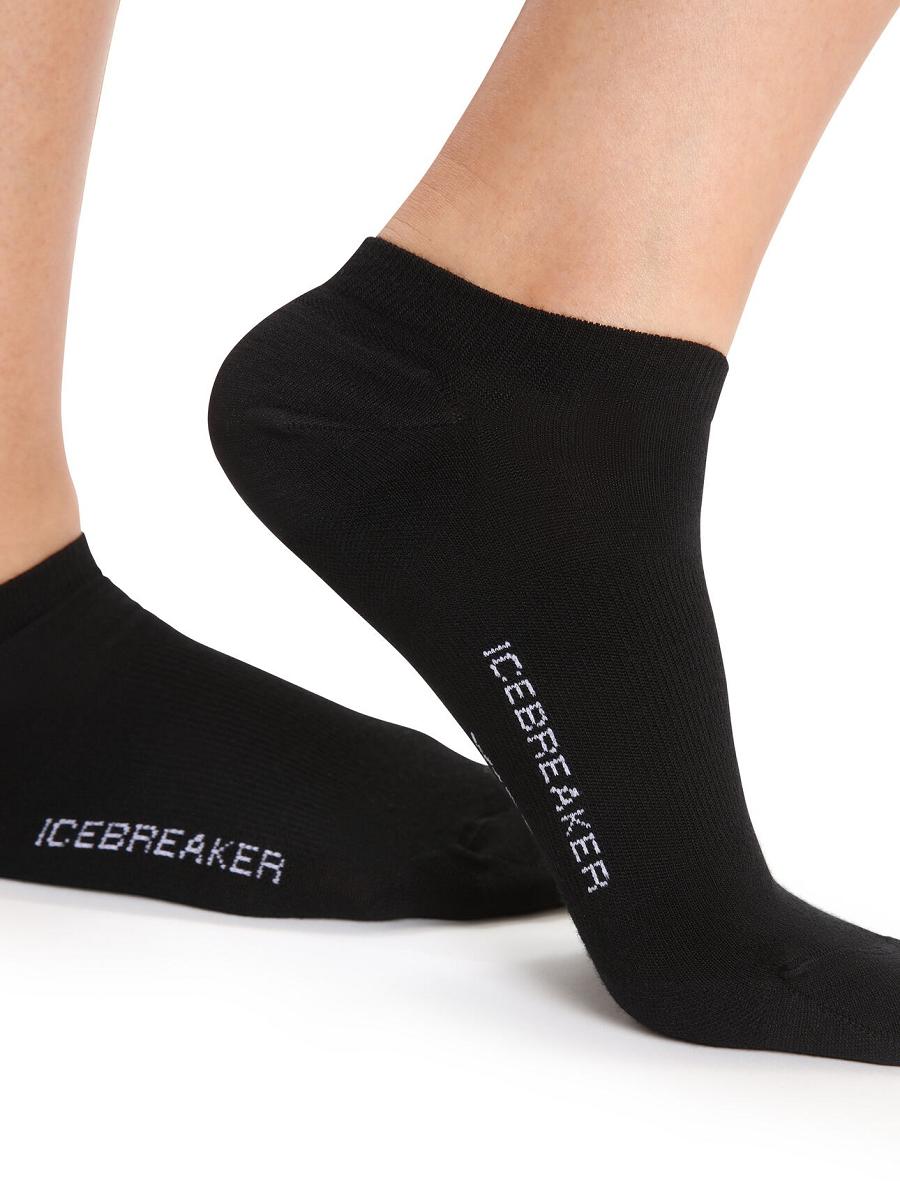 Women's Icebreaker Merino Lifestyle Fine Gauge No Show Socks Black / Snow | CA 1524MQZA